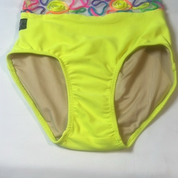 Kandi Kouture XL leotard neon yellow cotton candy dance wear costume 10 12 girls - Picture 4 of 16